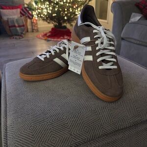 adidas Brown Suede Sneakers with White Accents